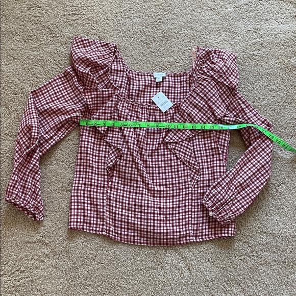 J Crew Ruffle Flannel Top - Picture 4 of 7